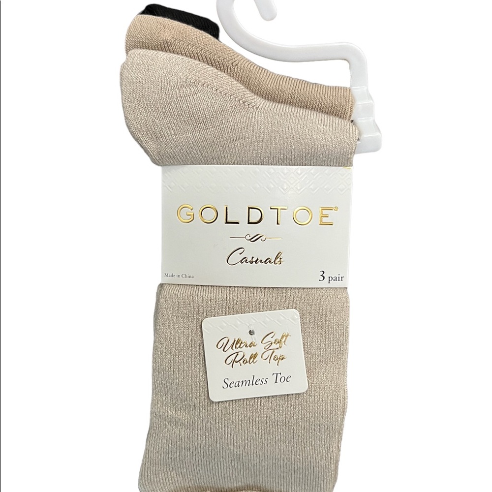 NEW 3 Pack Gold Toe Casuals Ultra Soft Roll Top seamless Toe Socks 🧦